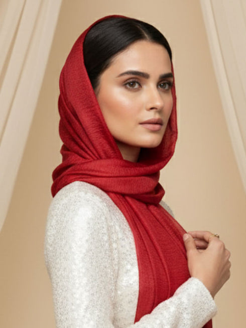 Soft Tissue Silk Hijab - Cherry Red